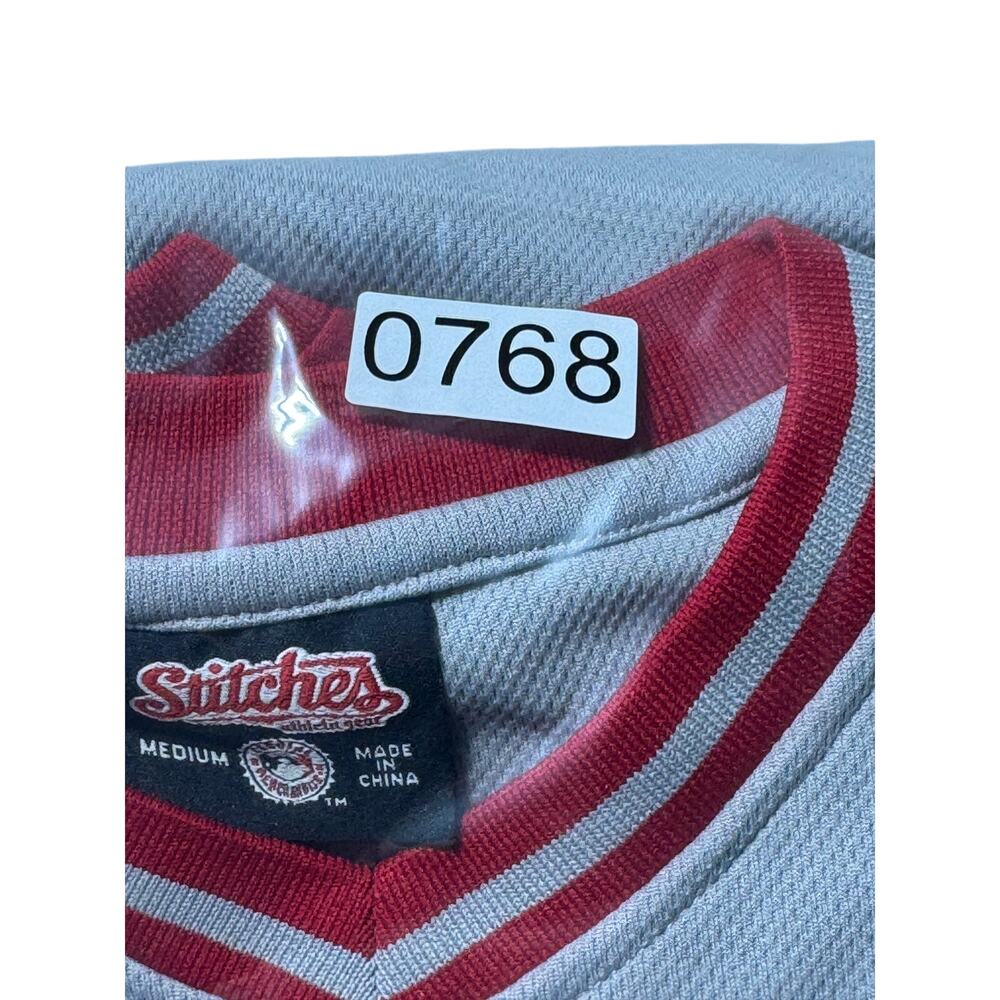 Stitches Baseball Jersey Mens M Gray Red St. Louis Cardinals Logo Short Sleeve - Picture 14 of 14